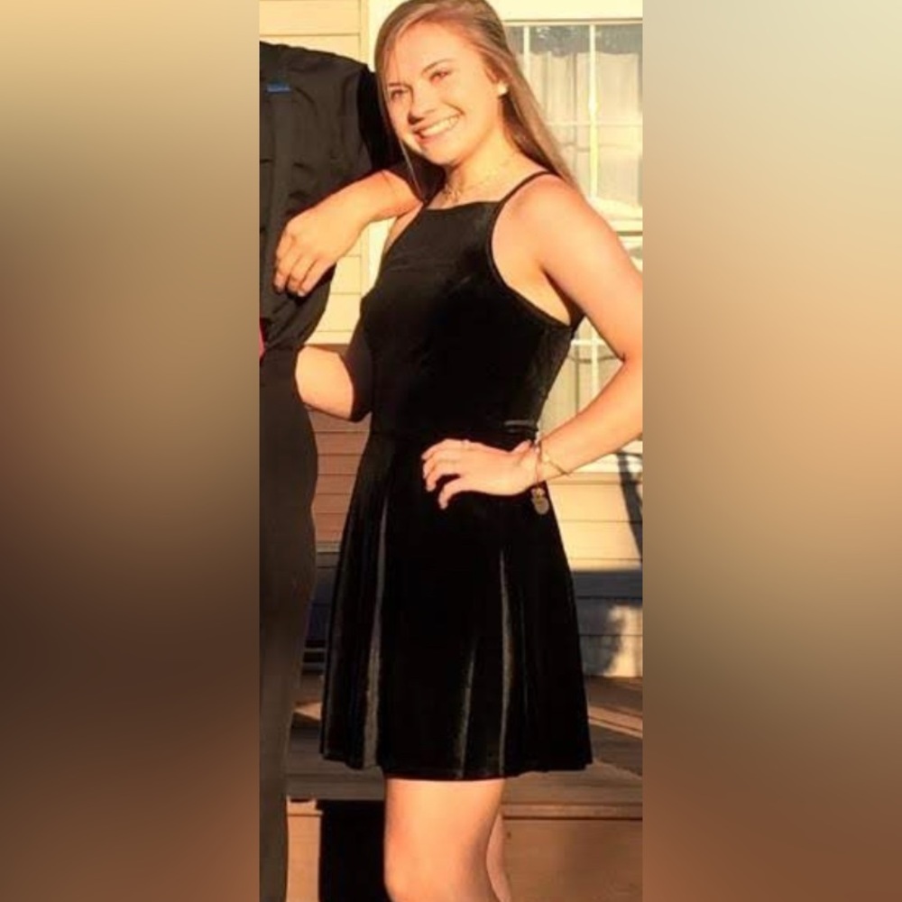 Black Velvet Halter Top Dress, Size M